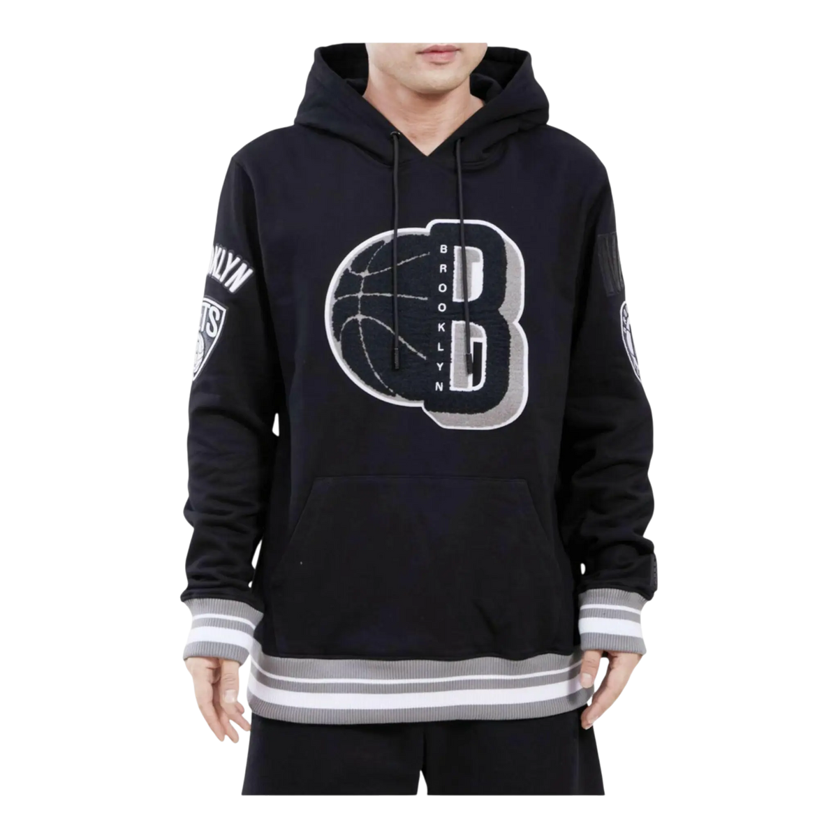 Pro Standard NBA Brooklyn Nets Mash Up Logo P/O Men's Hoodie — Black – product view 1