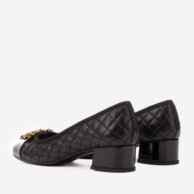 Vinci Leather The Bellarose Black Quilted Leather Women Heel – product view 4