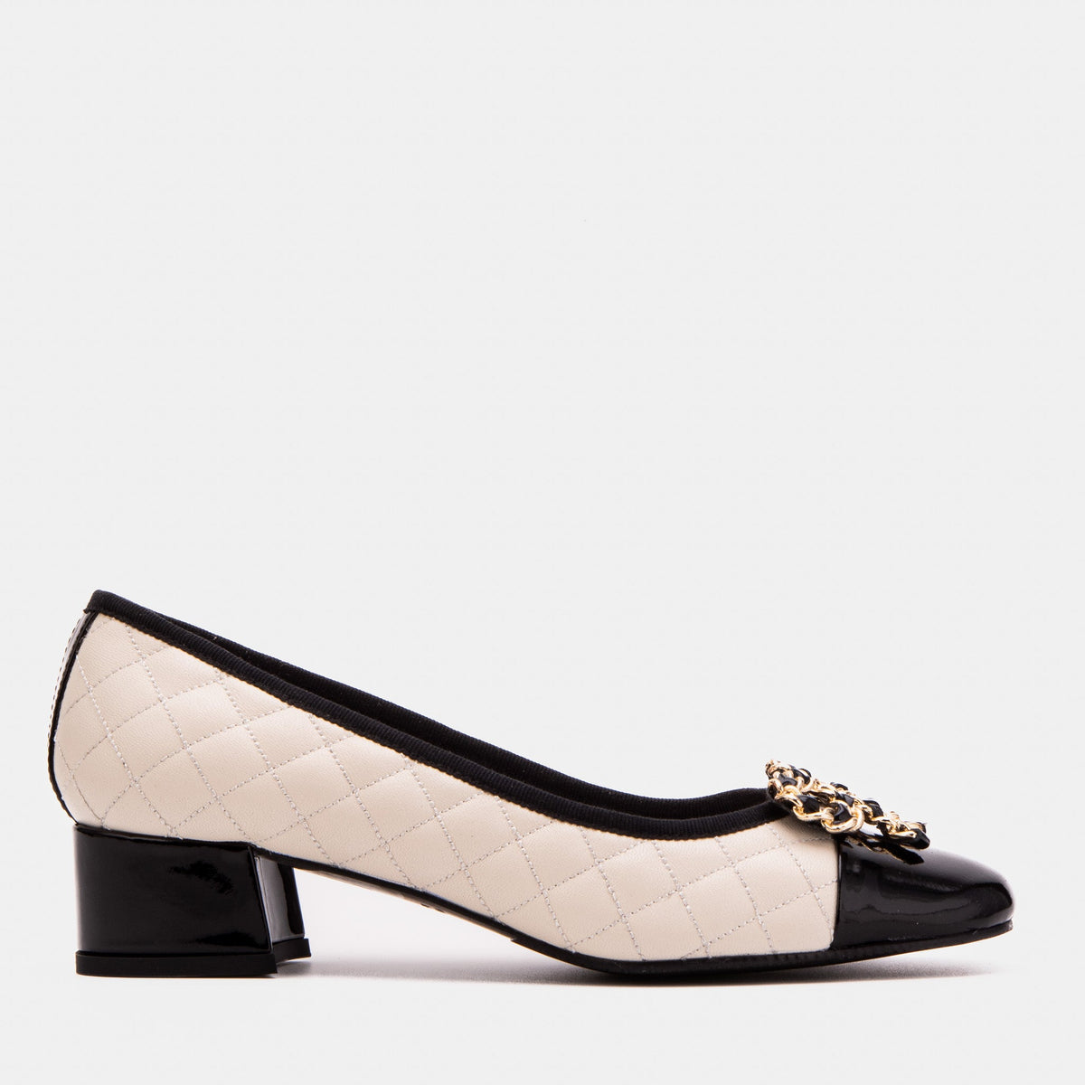 Vinci Leather The Bellarose Ivory Quilted Leather Women Heel – product view 1