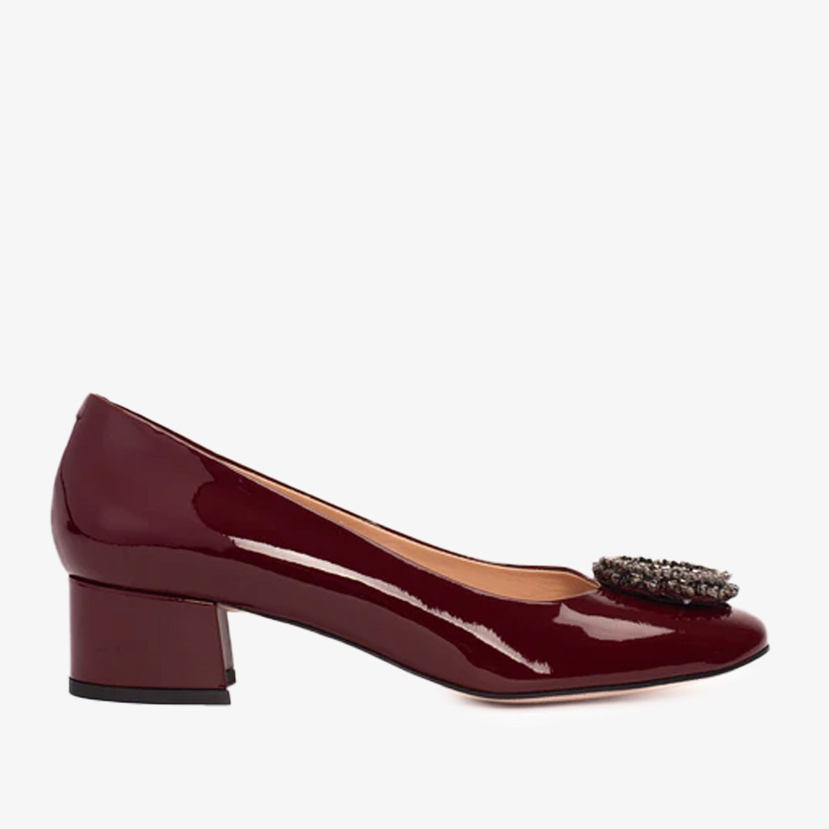 Vinci Leather The Danish Burgundy Patent Leather Block Heel Pump Women Shoe – product view 1