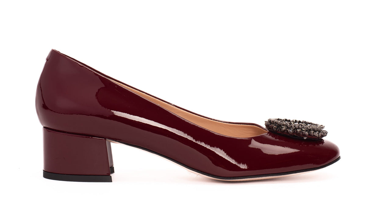 Vinci Leather The Danish Burgundy Patent Leather Block Heel Pump Women Shoe – product view 5
