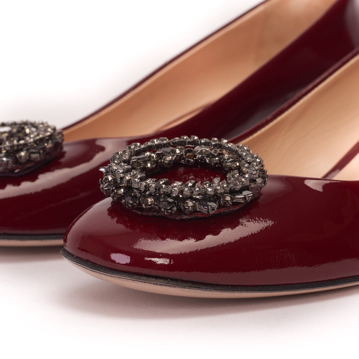Vinci Leather The Danish Burgundy Patent Leather Block Heel Pump Women Shoe – product view 3