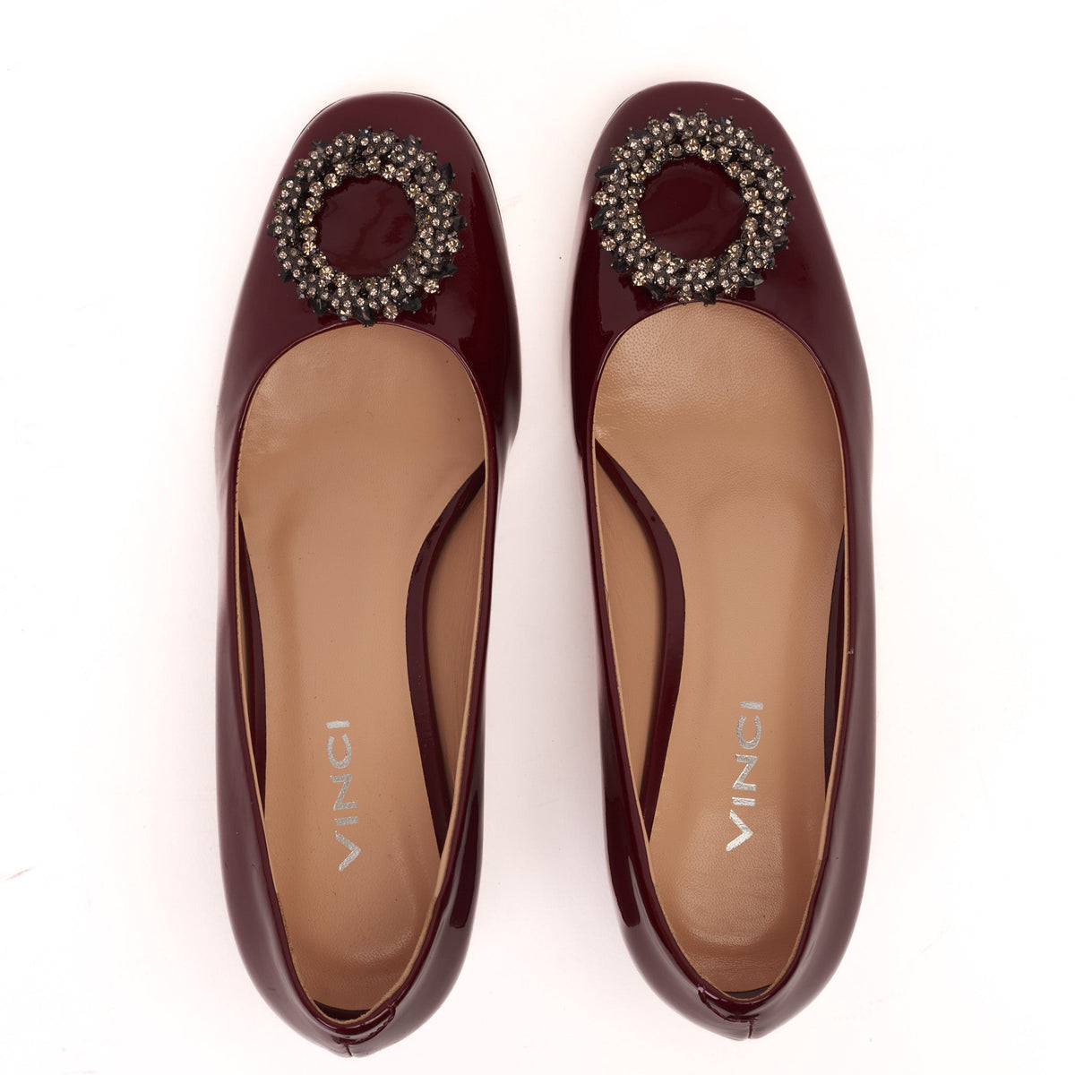 Vinci Leather The Danish Burgundy Patent Leather Block Heel Pump Women Shoe – product view 4