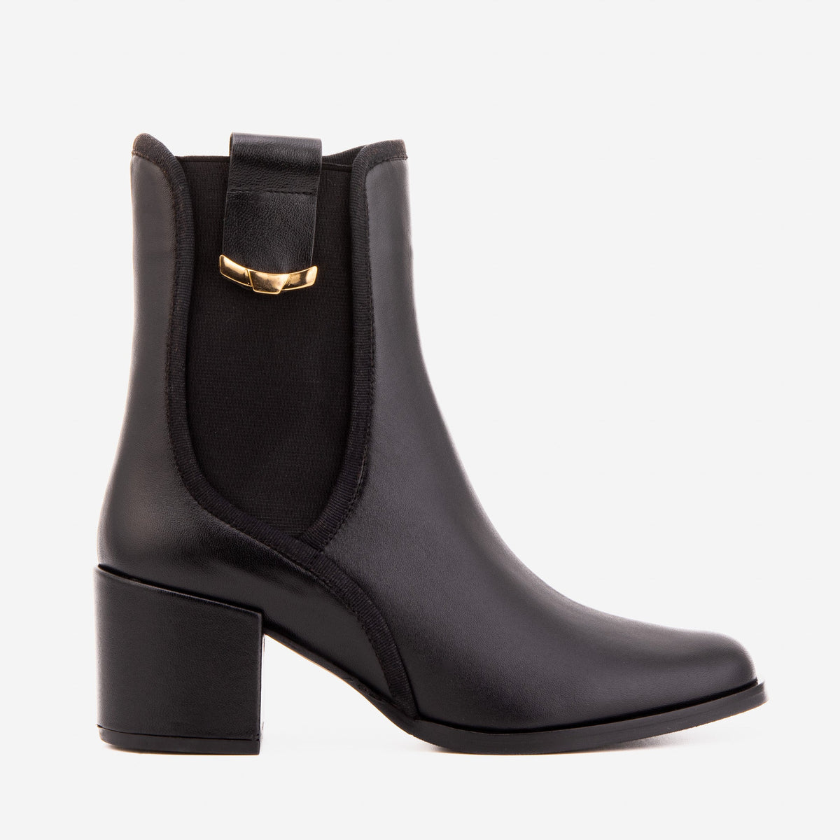 Vinci Leather The Kensington Black Leather Block Heel Women’s Mid-Calf Boot – product view 1