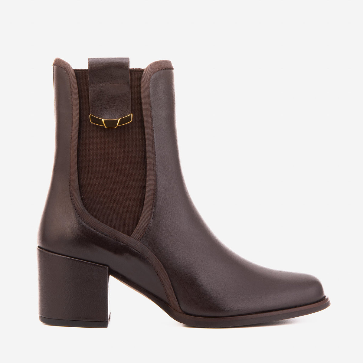 Vinci Leather The Kensington Brown Leather Block Heel Women’s Mid-Calf Boot – product view 1