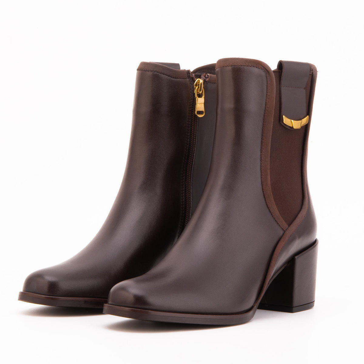 Vinci Leather The Kensington Brown Leather Block Heel Women’s Mid-Calf Boot – product view 2