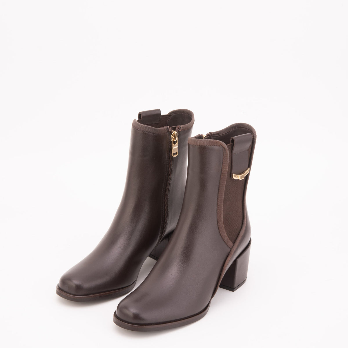 Vinci Leather The Kensington Brown Leather Block Heel Women’s Mid-Calf Boot – product view 3