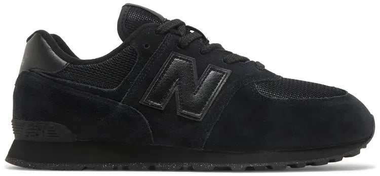 New Balance 574 Core Big Kids (GS) Sneakers — Black Suede Low-Top