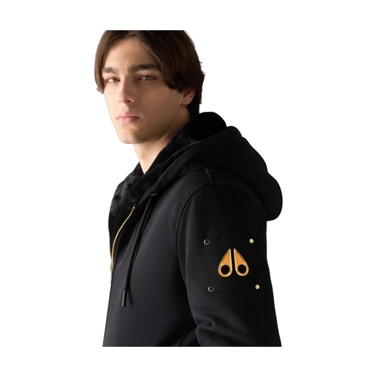 Moose Knuckles Classic Bunny Zip-Up Men's Hoodie — Black/Black Fur – product view 1