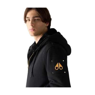 Moose Knuckles Classic Bunny Zip-Up Men's Hoodie — Black/Black Fur – product view 1