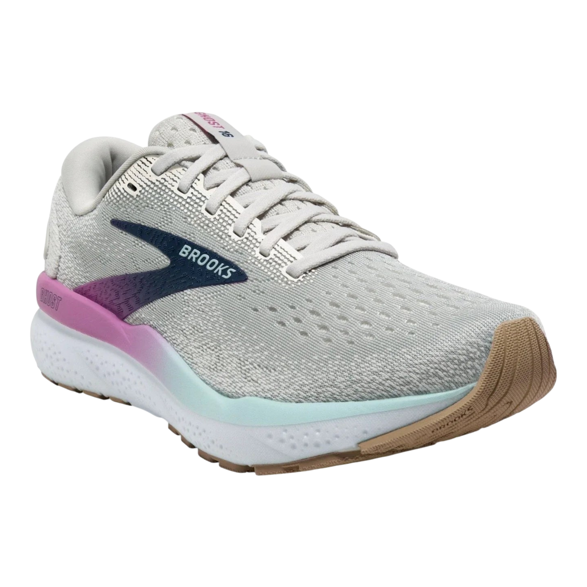 Brooks Ghost 16 Women's Sneakers — White/Gray/Blue Running