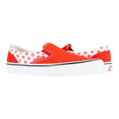 Vans x Bodega OG Classic Slip-On LX Dice High Stakes Sneakers — Racing Red/True White – product view 1