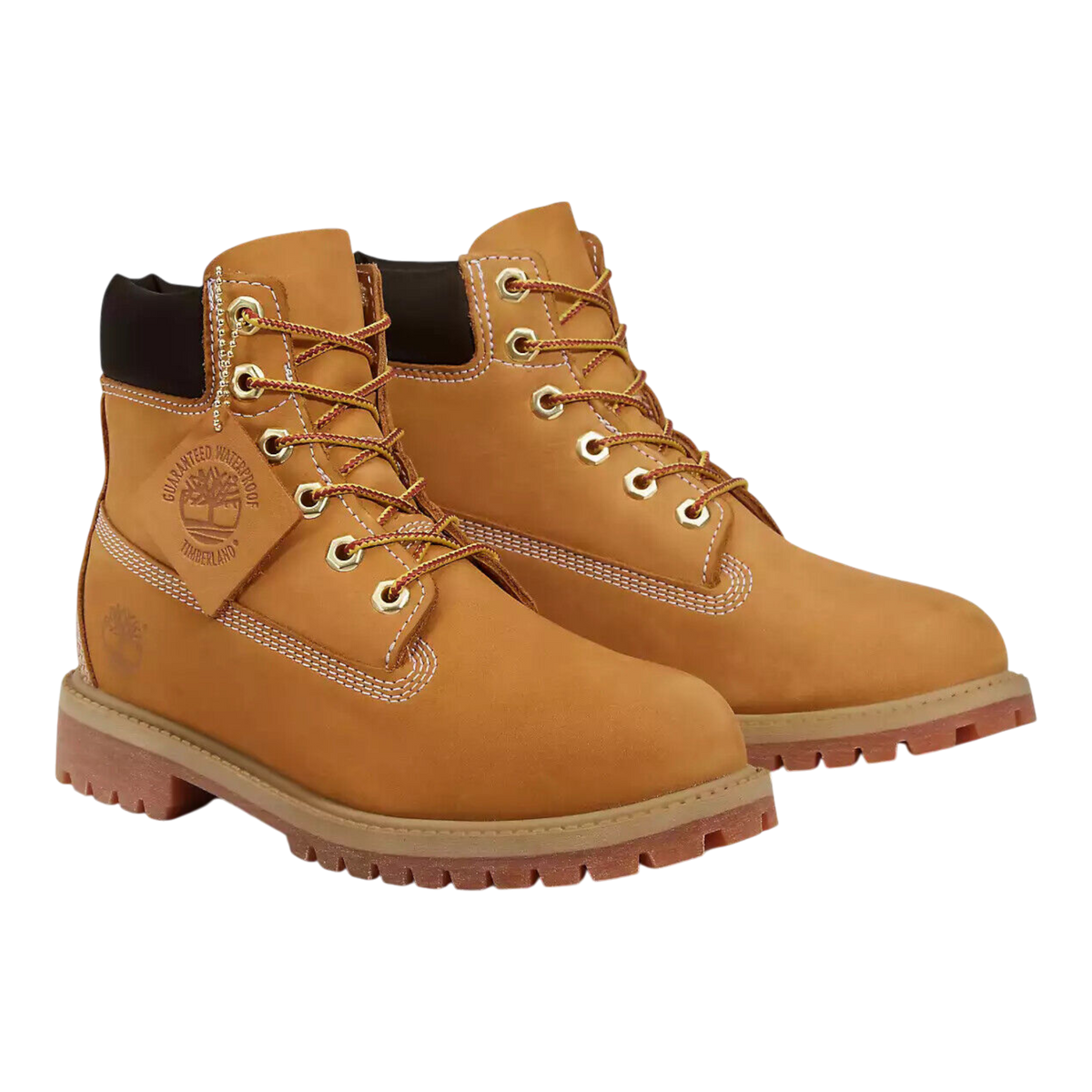 Timberland 6-Inch Premium Waterproof Big Kids' (GS) Boots — Wheat Nubuck (12909W)