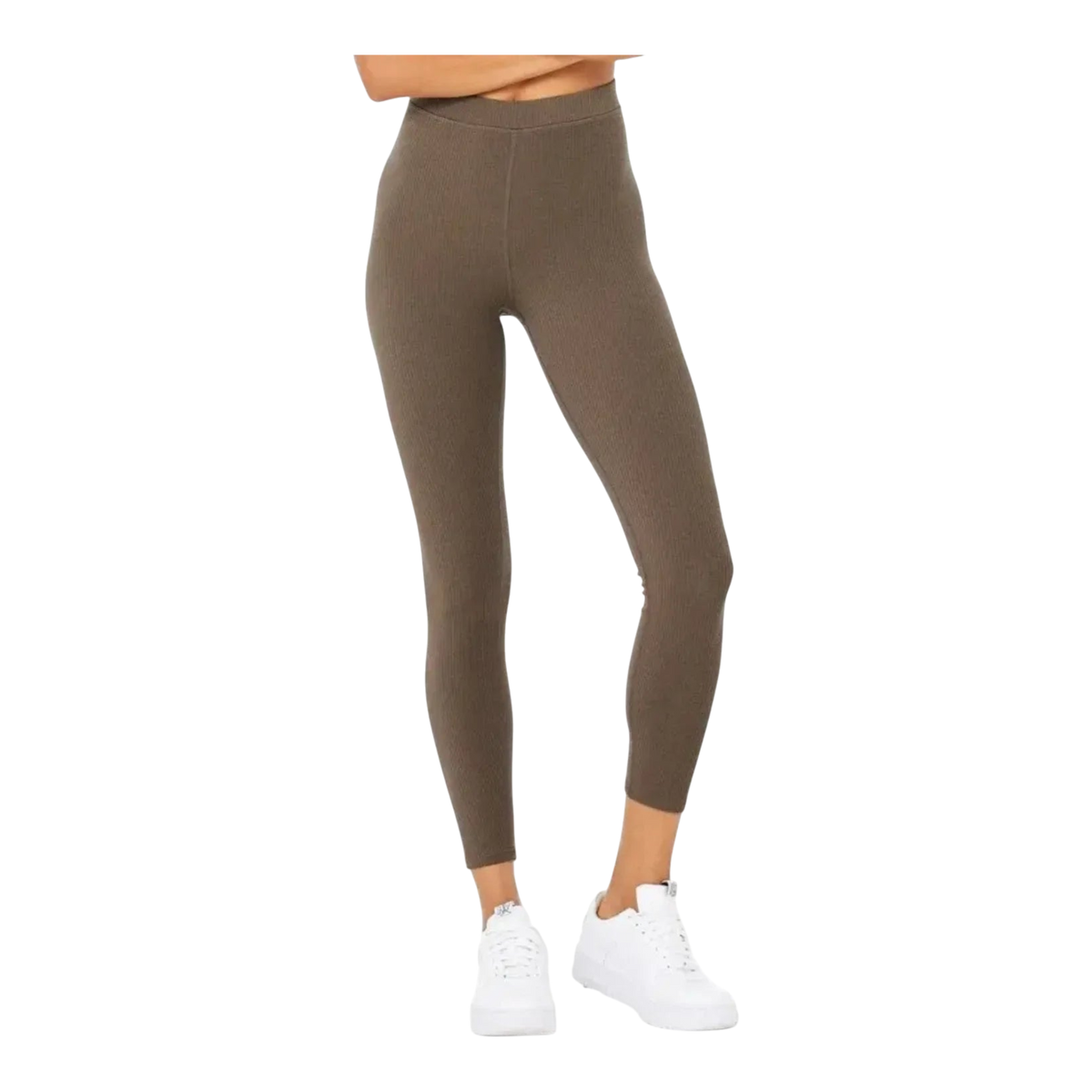 Alo Yoga 7/8 High-Waist Blissful Ribbed Womens Leggings — Hot Cocoa