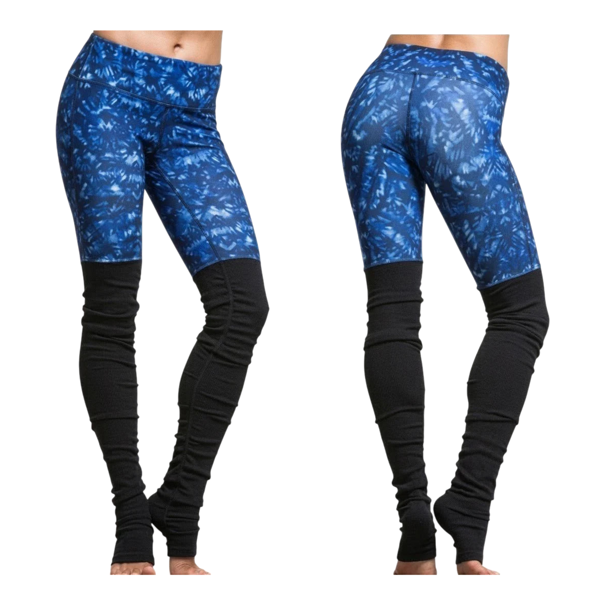 Alo Yoga Goddess Ribbed Kaleidoscope Womens Leggings — Blue/Black