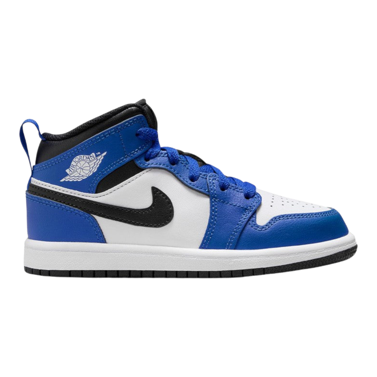Air Jordan 1 Mid Little Kids' (PS) Sneakers — Game Royal/White/Black Leather Mid-Top