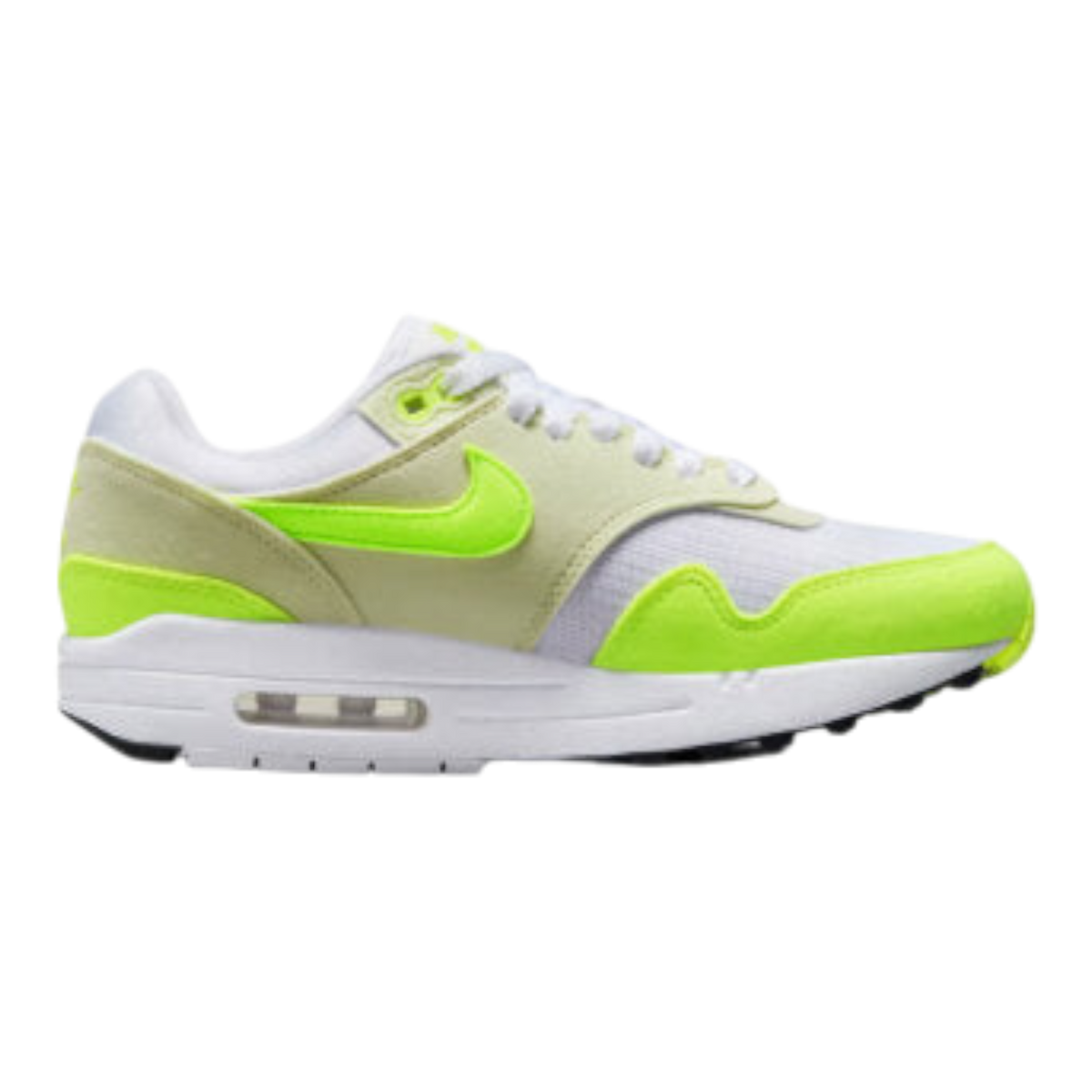 Nike Air Max 1 '87 Women's Sneakers — White/Volt/Sea Glass Suede Low-Top