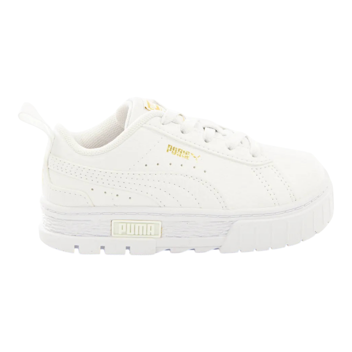 PUMA Mayze Leather AC Toddlers' (TD) Platform Sneakers — White Leather Platform Low-Top