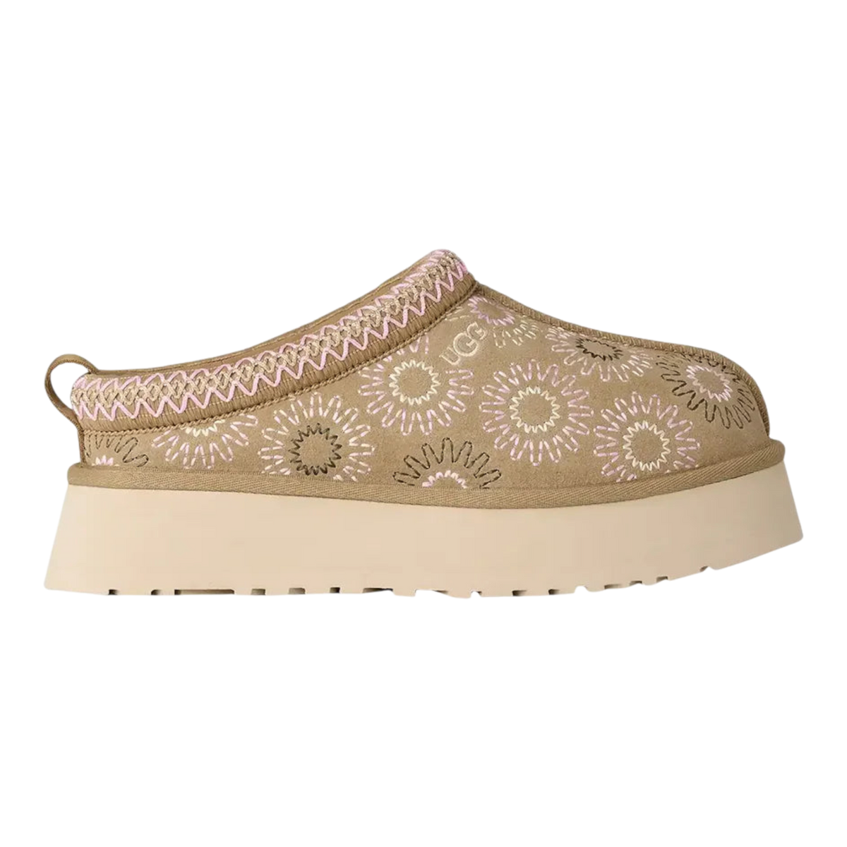 UGG Tazz Sun Stitch Women's Platform Slippers — Beige/Pink