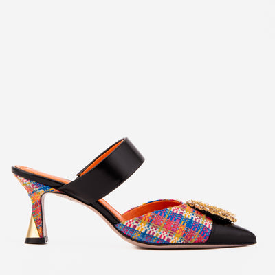 Vinci Leather The Valencia Multicolor Leather Women Jewel Heel Mule Sandal – product view 1