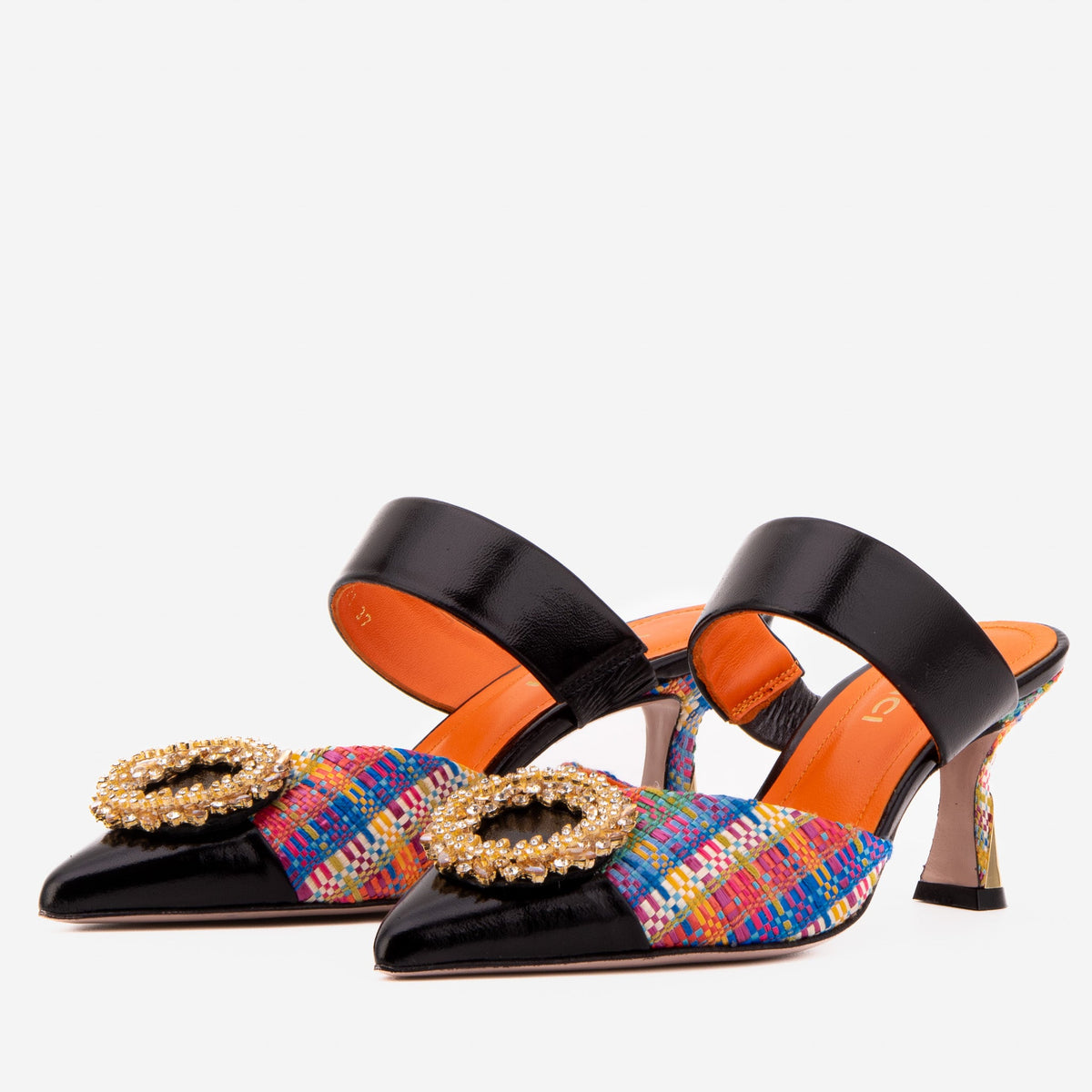 Vinci Leather The Valencia Multicolor Leather Women Jewel Heel Mule Sandal – product view 2