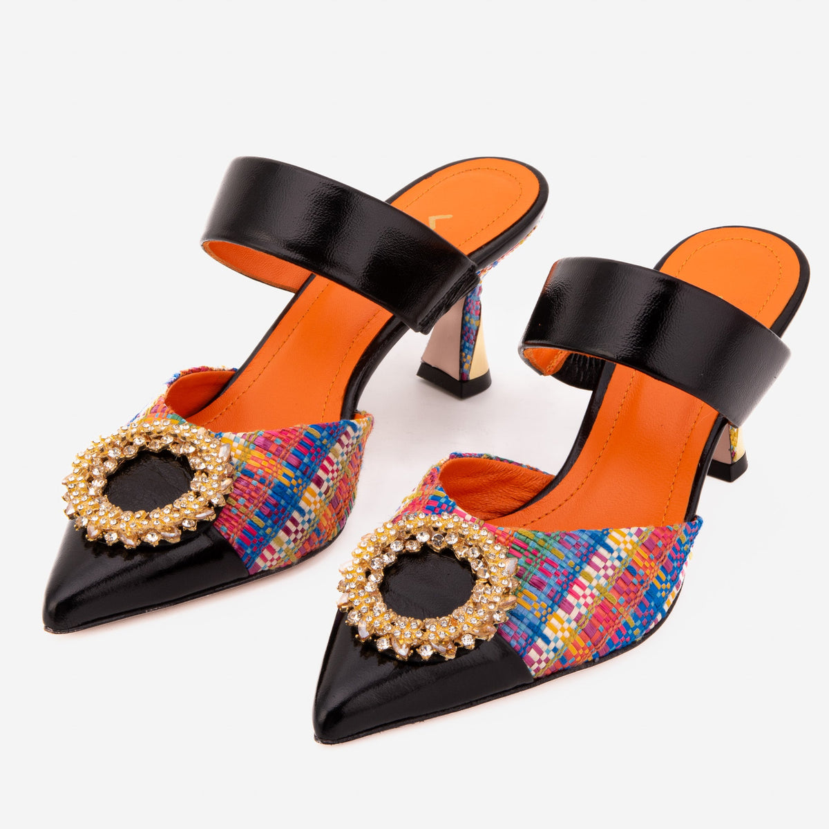 Vinci Leather The Valencia Multicolor Leather Women Jewel Heel Mule Sandal – product view 4