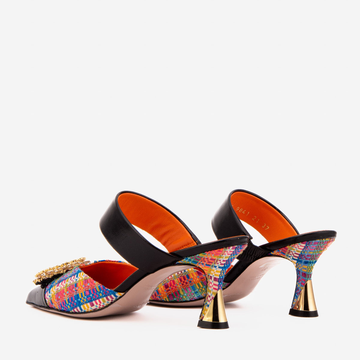 Vinci Leather The Valencia Multicolor Leather Women Jewel Heel Mule Sandal – product view 6