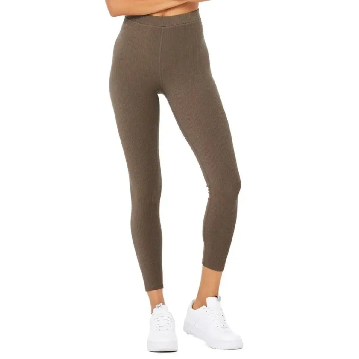 Alo Yoga 7/8 High-Waist Blissful Ribbed Womens Leggings — Hot Cocoa