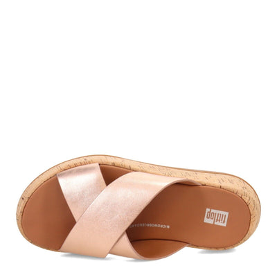 FitFlop F Mode Cross Cork Flatform Women's Sandals — Rose/Gold Leather