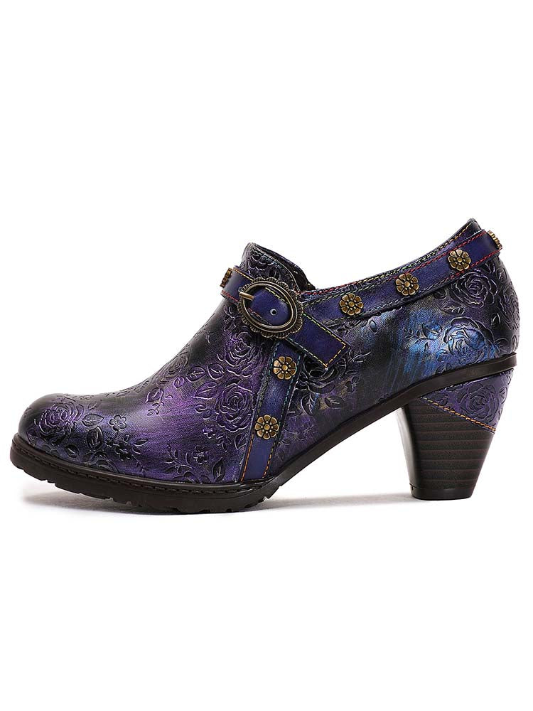 Adalee Retro Floral Embossed Shoes – product view 3