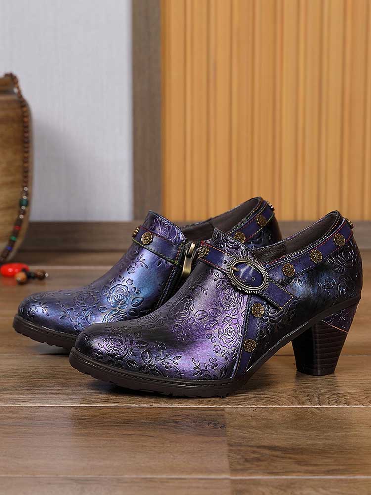 Adalee Retro Floral Embossed Shoes – product view 9