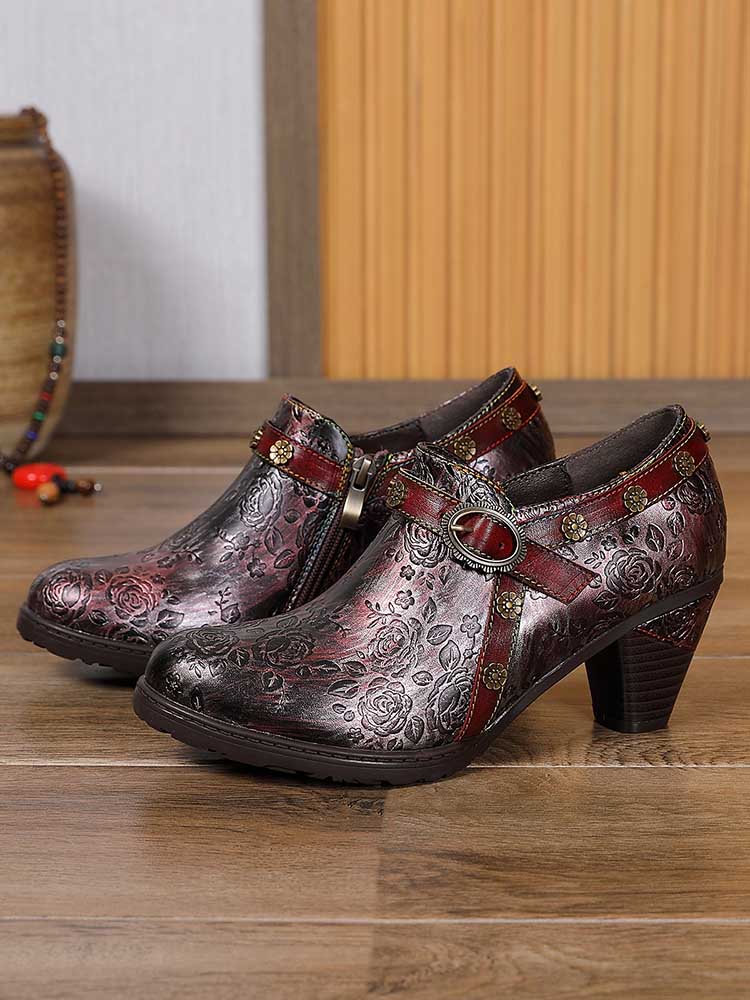 Adalee Retro Floral Embossed Shoes – product view 21