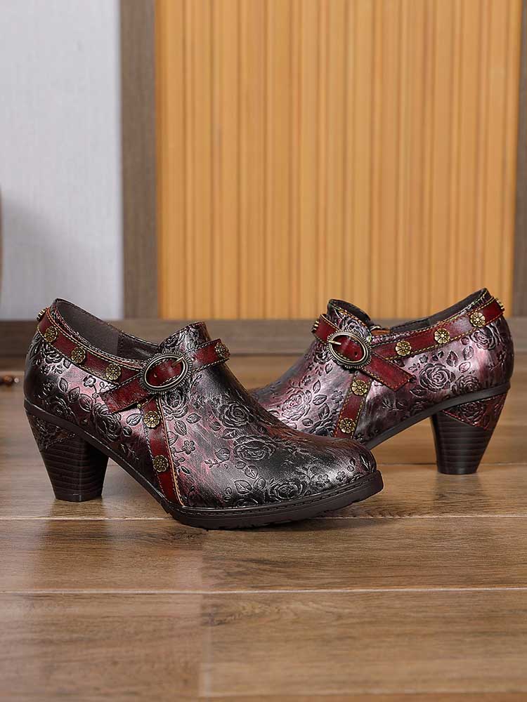 Adalee Retro Floral Embossed Shoes – product view 22