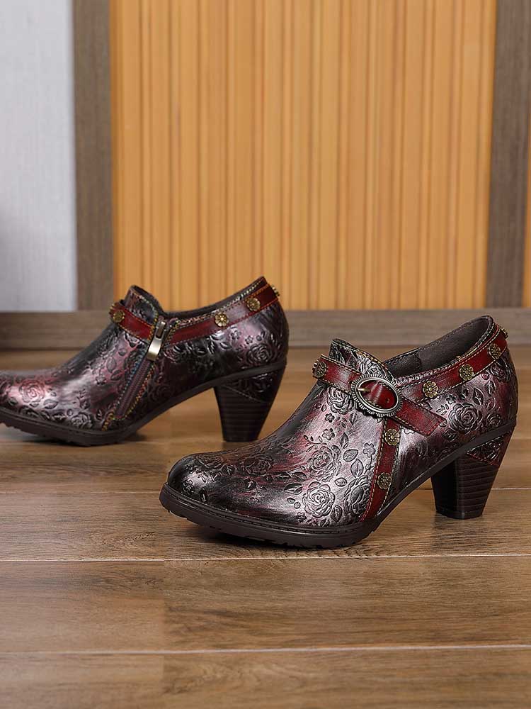 Adalee Retro Floral Embossed Shoes – product view 23