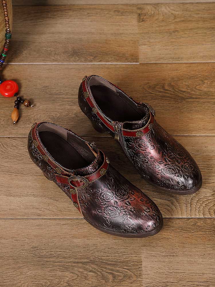 Adalee Retro Floral Embossed Shoes – product view 24