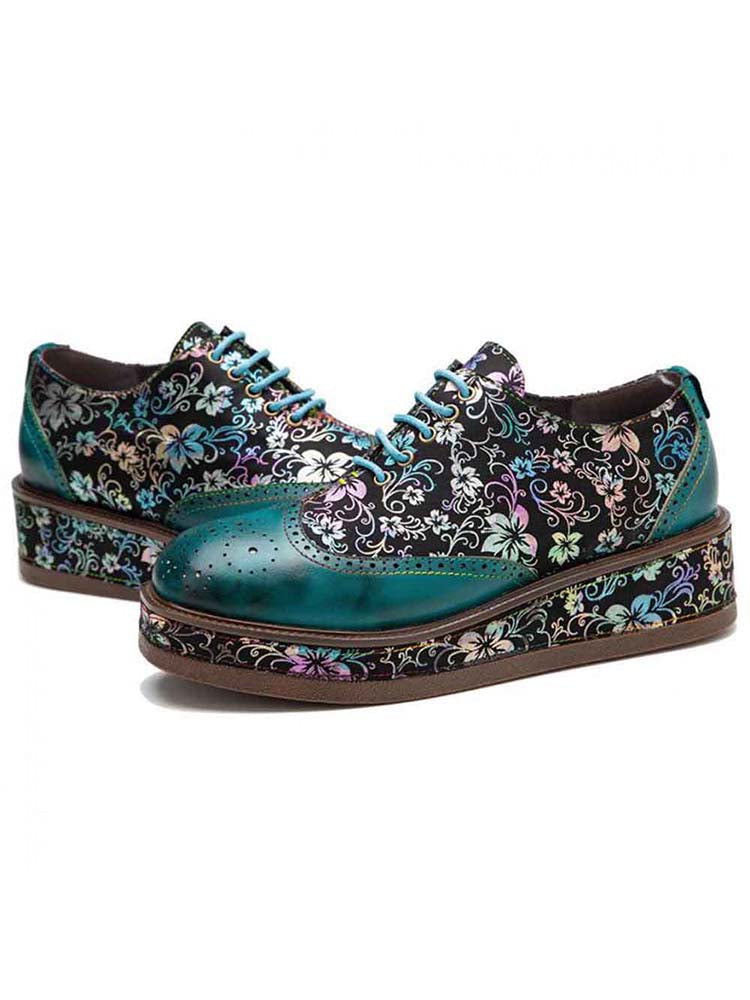 Genuine Leather Handmade Flat Platform Shoes – product view 3