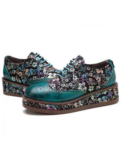 Genuine Leather Handmade Flat Platform Shoes