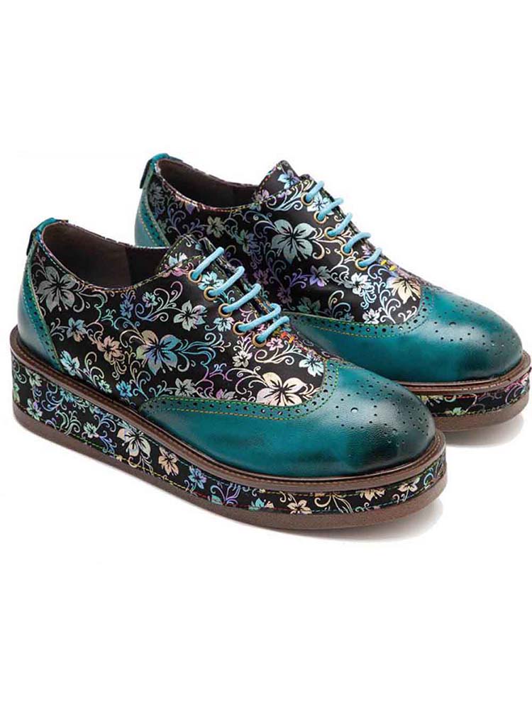 Genuine Leather Handmade Flat Platform Shoes – product view 4
