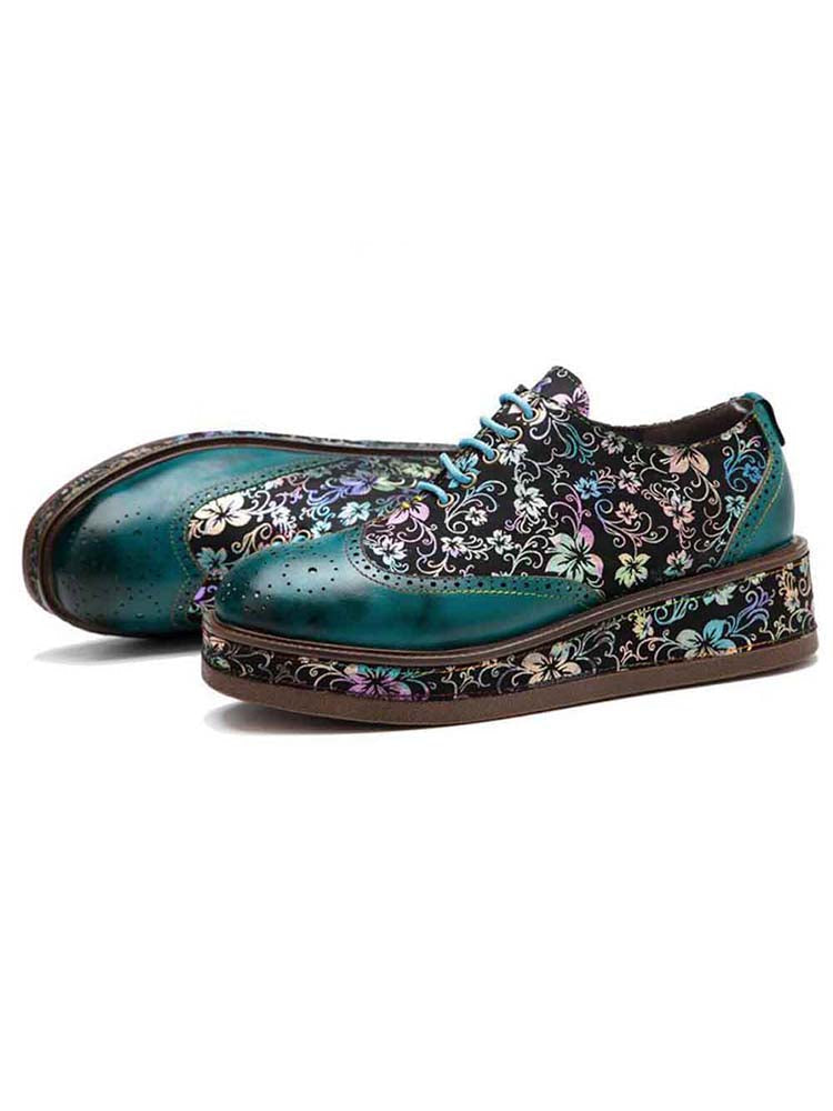 Genuine Leather Handmade Flat Platform Shoes – product view 2