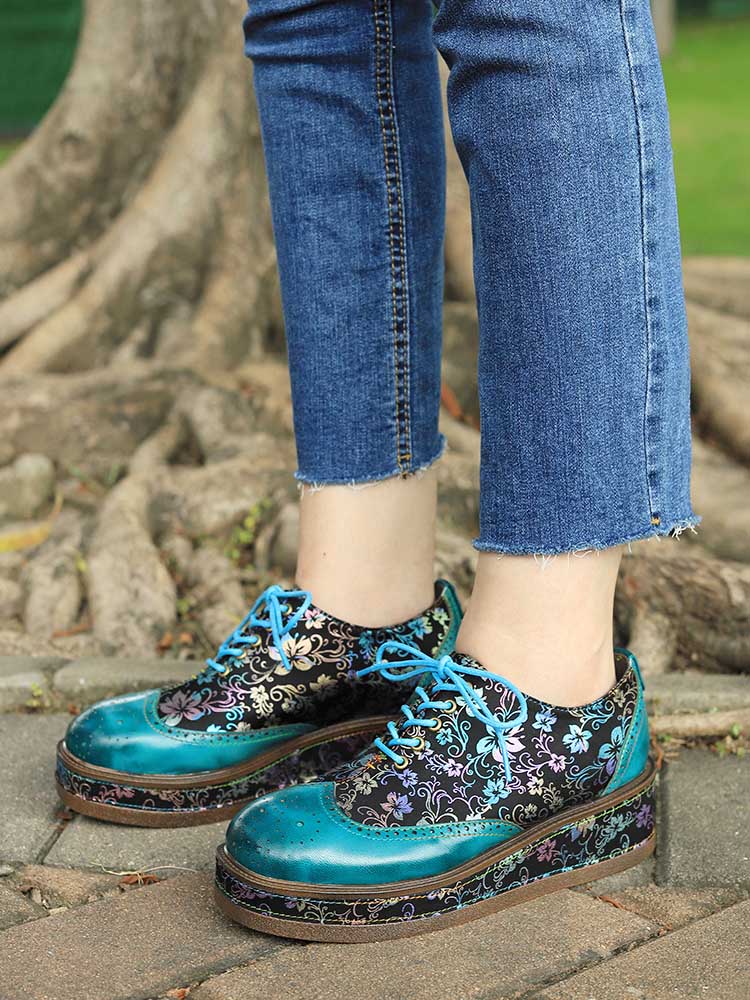 Genuine Leather Handmade Flat Platform Shoes – product view 5