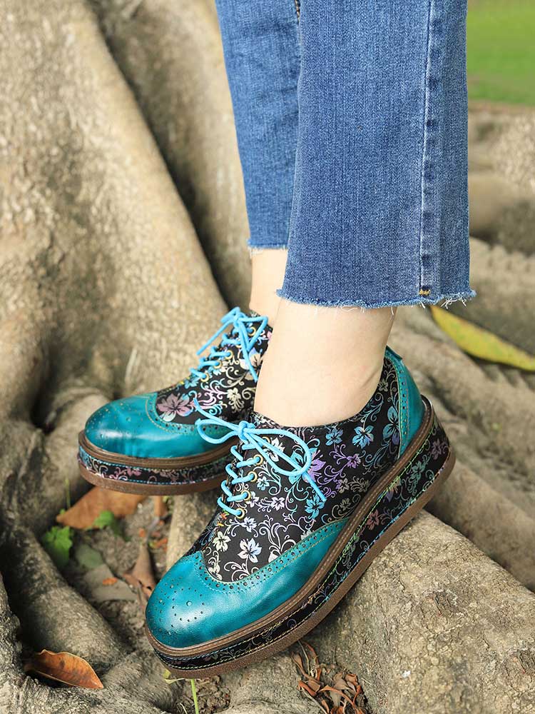 Genuine Leather Handmade Flat Platform Shoes – product view 7