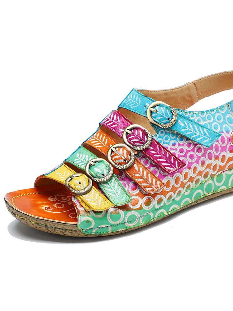 Comfy Printed Leather Flower Sandals – product view 8