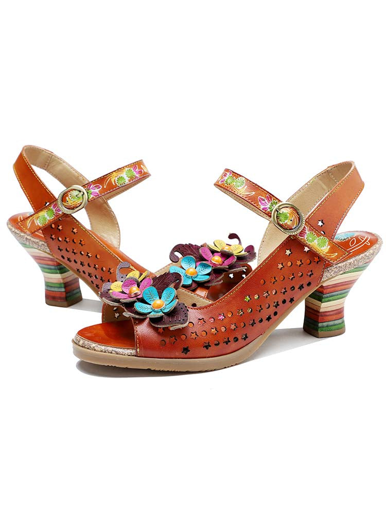 Fish Mouth Three Flowers Hollow Sandals – product view 5