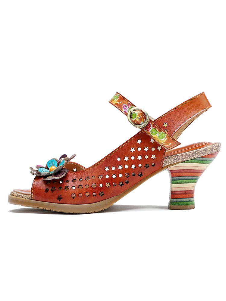Fish Mouth Three Flowers Hollow Sandals – product view 3