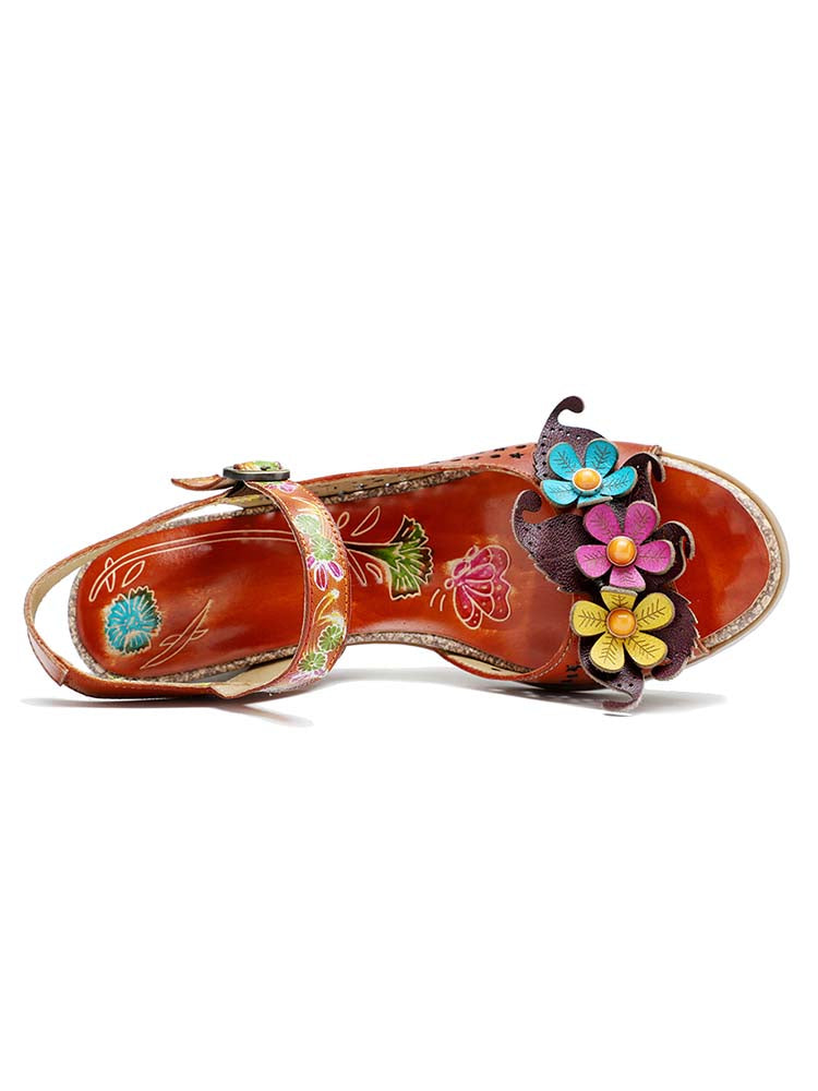Fish Mouth Three Flowers Hollow Sandals – product view 7