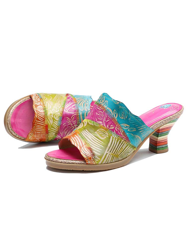 Four Color Splicing Slippers – product view 4