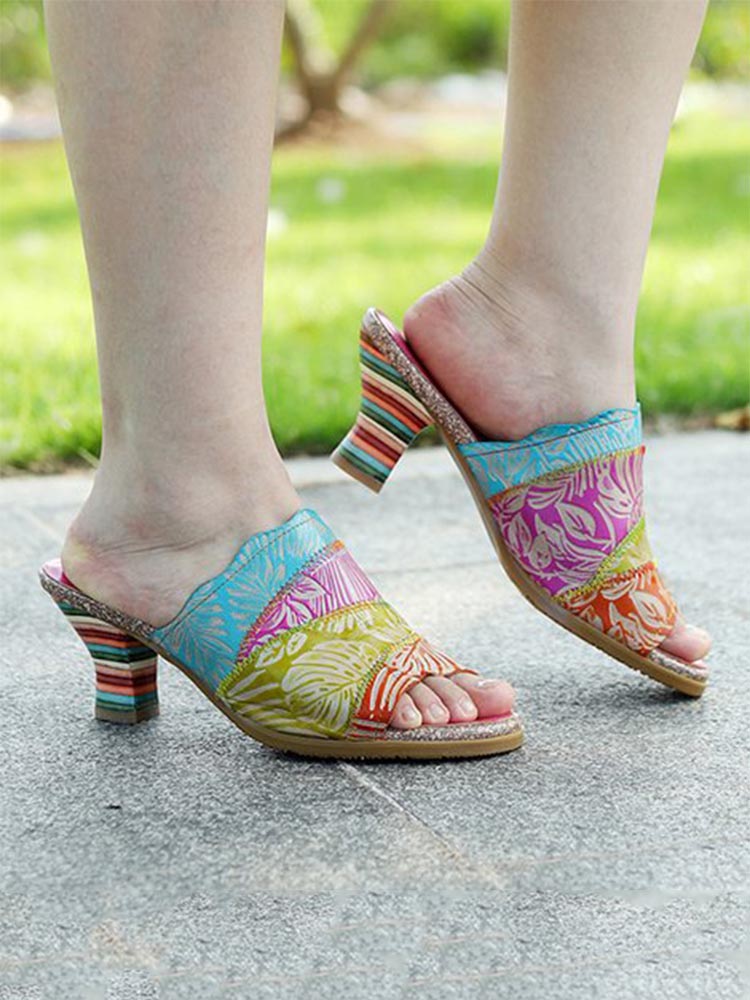Four Color Splicing Slippers – product view 14