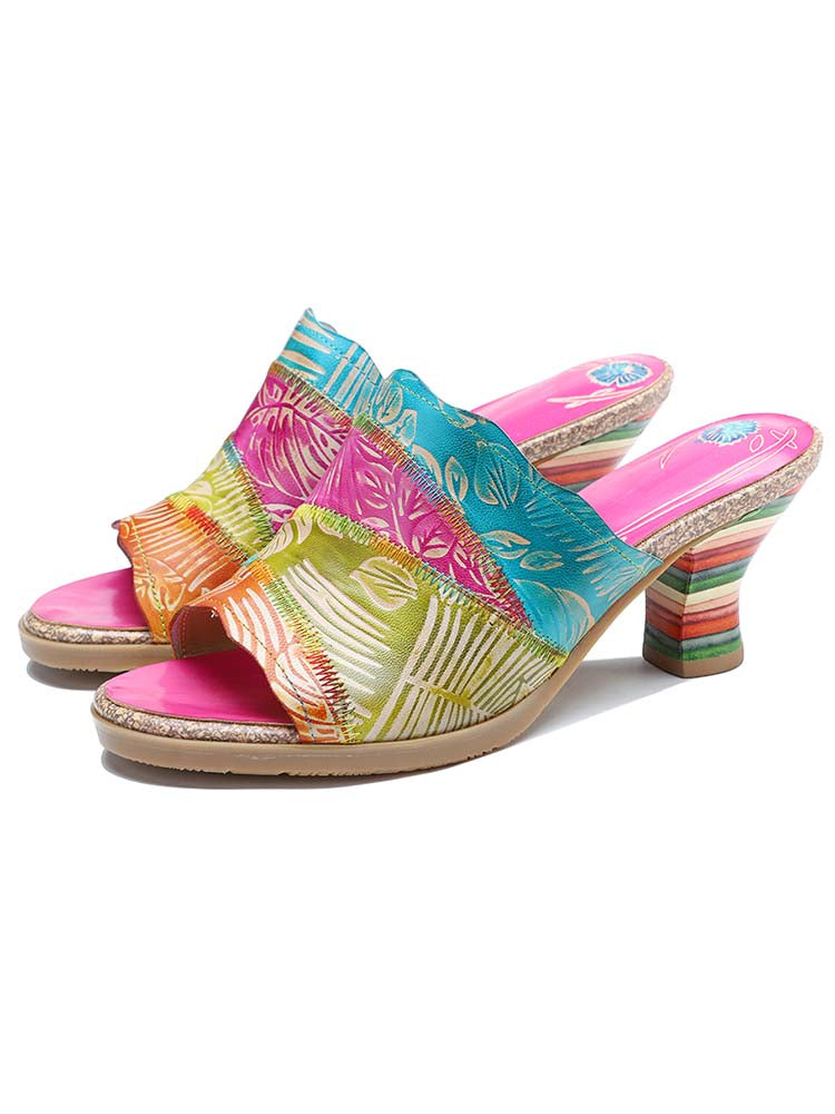 Four Color Splicing Slippers – product view 2