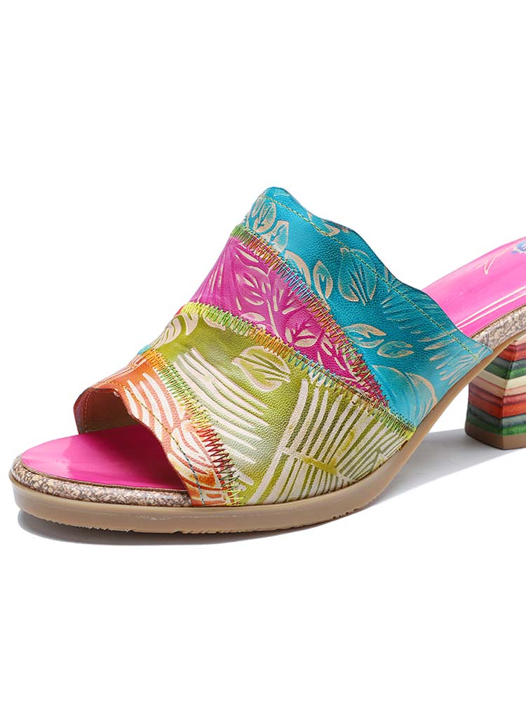 Four Color Splicing Slippers – product view 7
