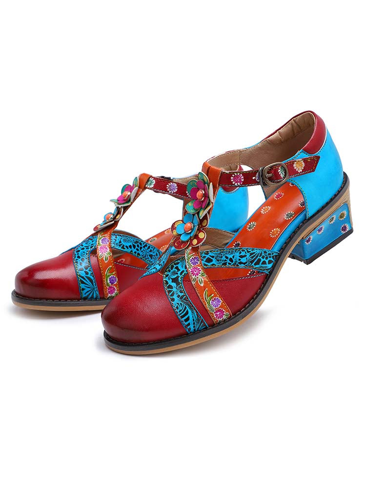 Genuine Leather Flower Retro Shoes – product view 4